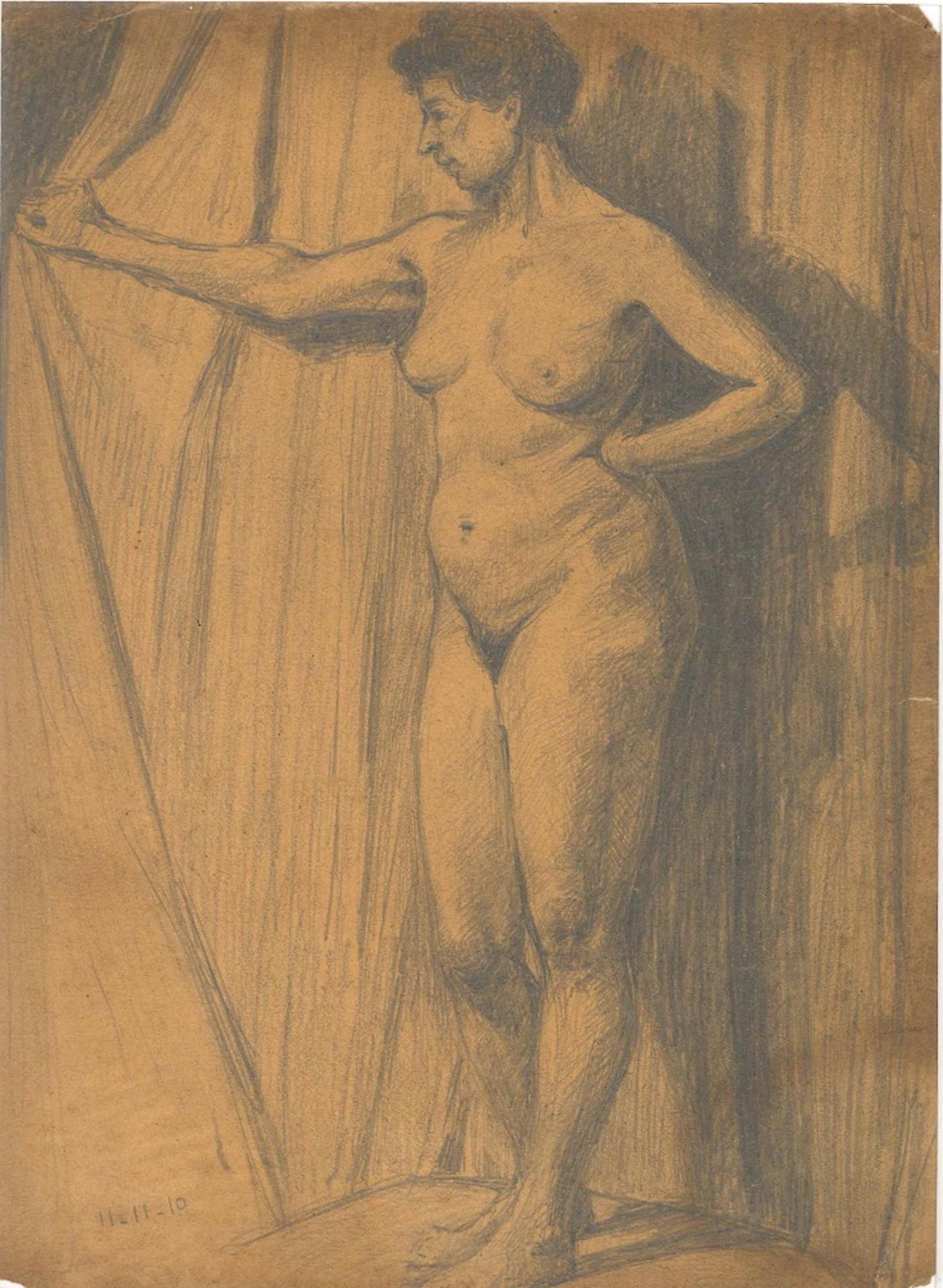 Nackt im Profil  Originalzeichnung – Anfang des 20. Jahrhunderts