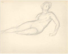 Lying Female Nude   - Original Drawing - Early 20th Century