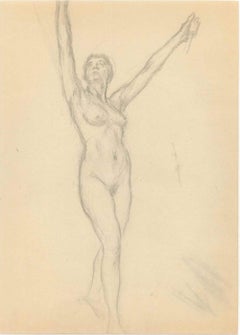 Standing Figure with Arms Upward - Original Drawing - Early 20th Century