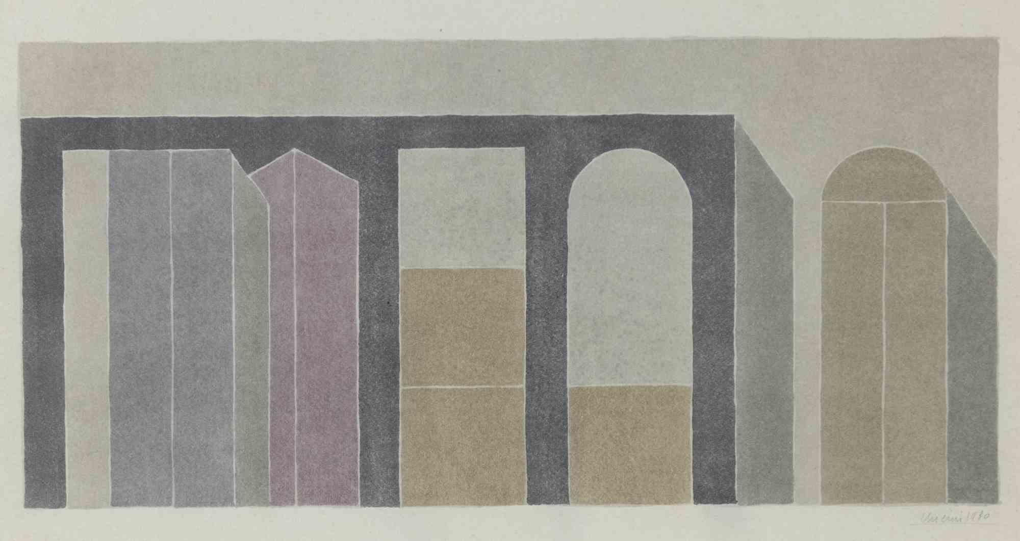 La Casa delle Cose (Maison des choses) - Aquarelle sur papier - 1980 - Abstrait Art par Giuseppe Uncini