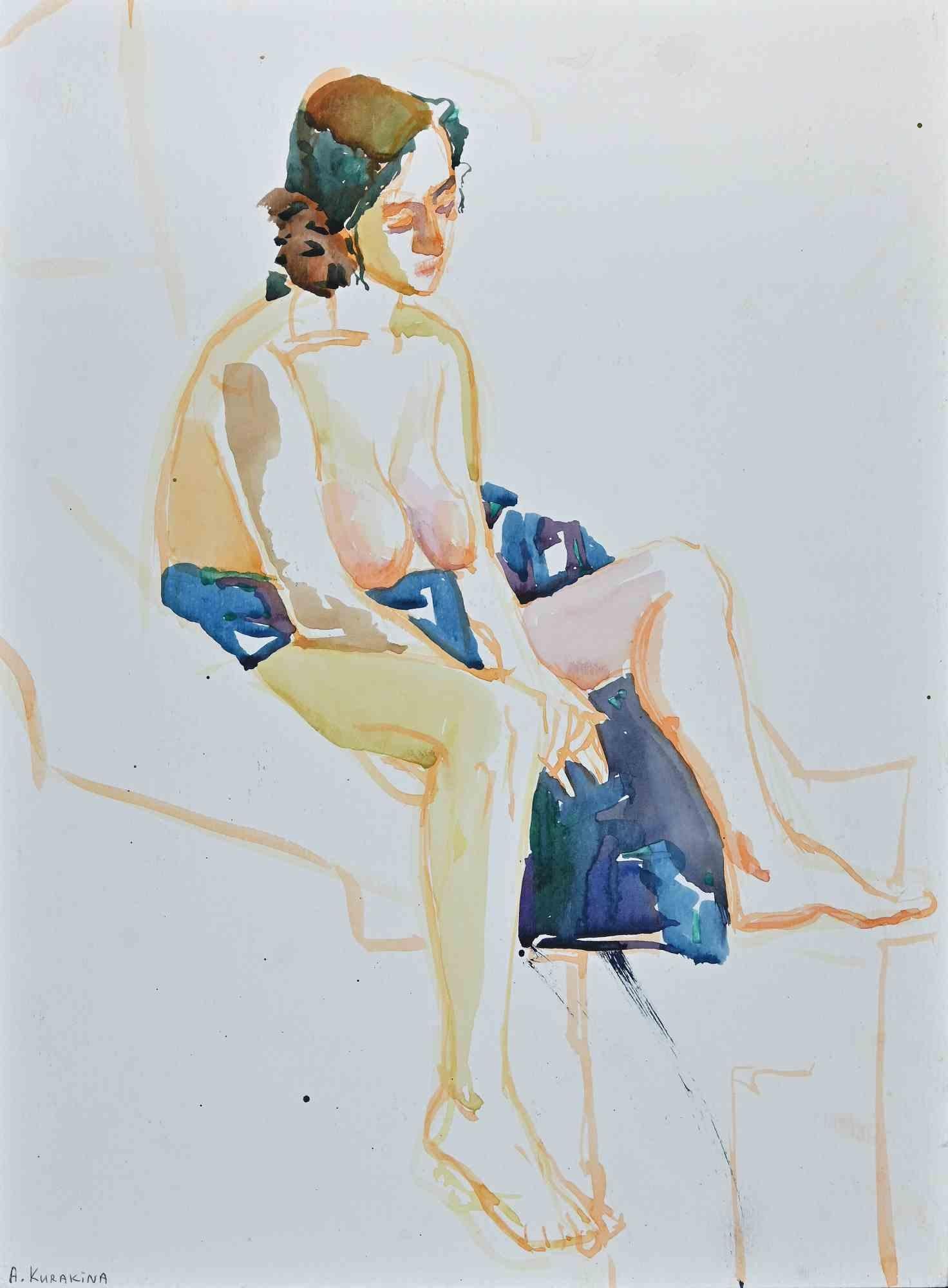 Woman's Nude est une aquarelle réalisée par Anastasia Kurakina en 2018.

L'œuvre d'art est en bon état et présente des couleurs vives.

Signé à la main par l'artiste dans le coin inférieur gauche.

Anastasia Kurakina est née à Moscou en 1987. Elle