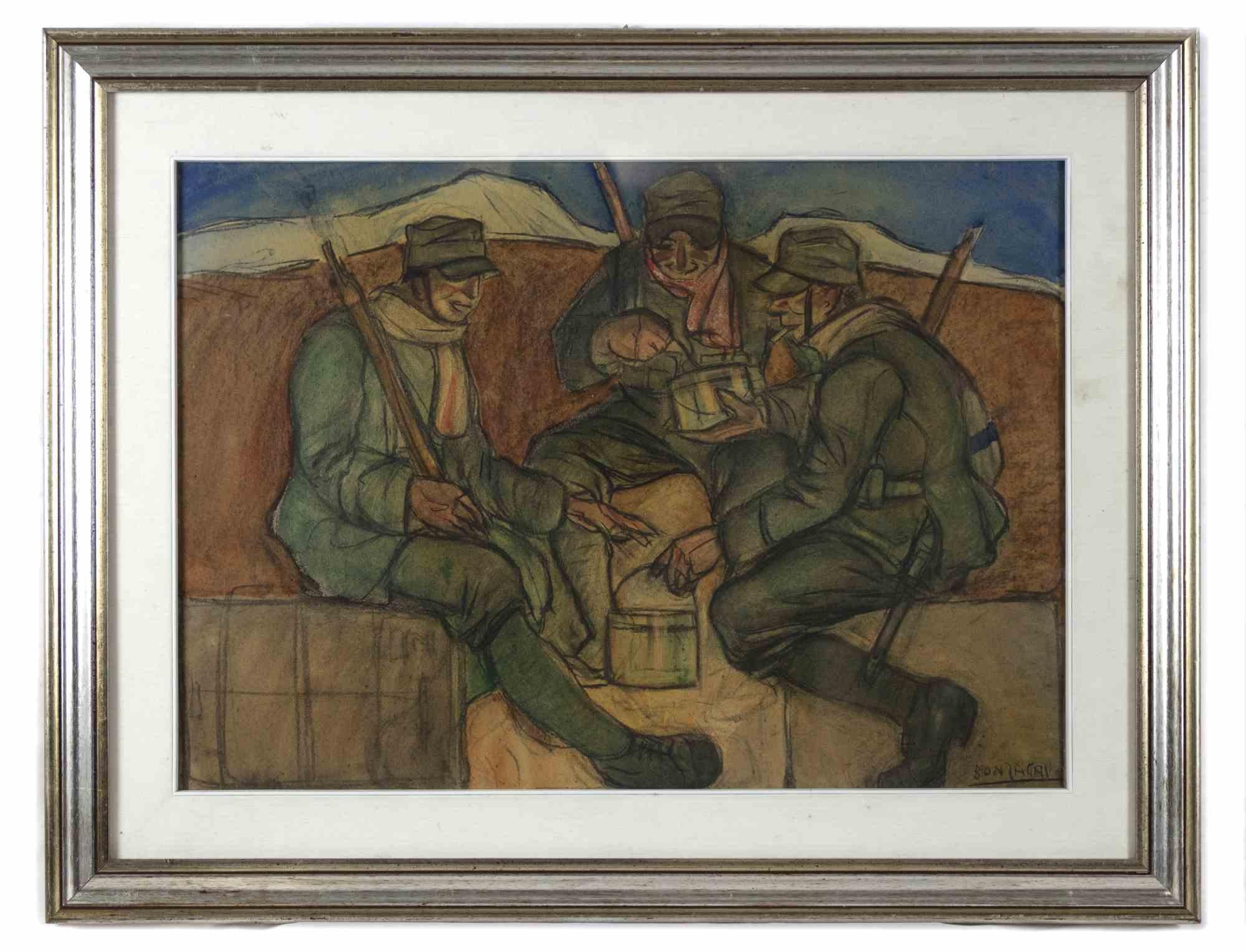 Soldiers is an original modern artwork realized by Aroldo Bonzagni in the Early 20th Century.

Mixed colored pastel drawing on cardboard.

Hand signed on the lower right margin.

Includes frame: 68.5 x 88.5 cm


Aroldo Bonzagni (24 September 1887 –