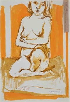 Nude - Original Watercolor Painting by Leo Guida - 1961
