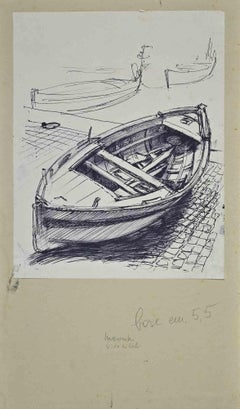 Antique Boat - Original Drawing -  Mid-20th Century