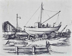 Boat - Original Drawing -  Mid-20th Century