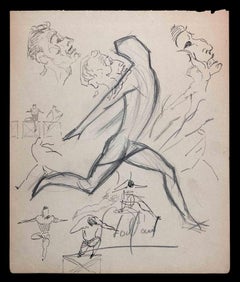 Dessins Des Jeux Olympiques - Original Drawing by Norbert Meyre - 1924