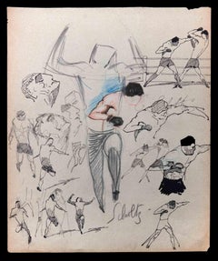 Dessins Des Jeux Olympiques - Original Drawing by Norbert Meyre - 1924