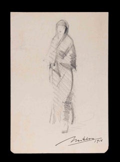 Woman - Original Drawing by Gustave Miklos - 1916