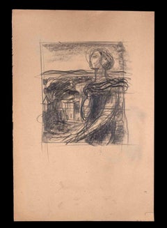 Sketches einer Frau - Originalzeichnung von Unbekannt - Mitte des 20. Jahrhunderts