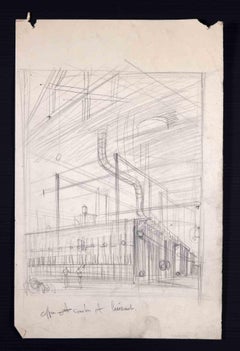 Sketches of Establishment  - Original Drawing by Unknown - Mid 20th Century