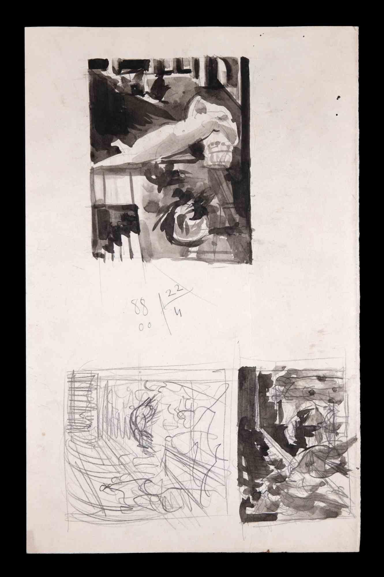 Sketches - Original Drawing by Unknown - Mid 20th Century