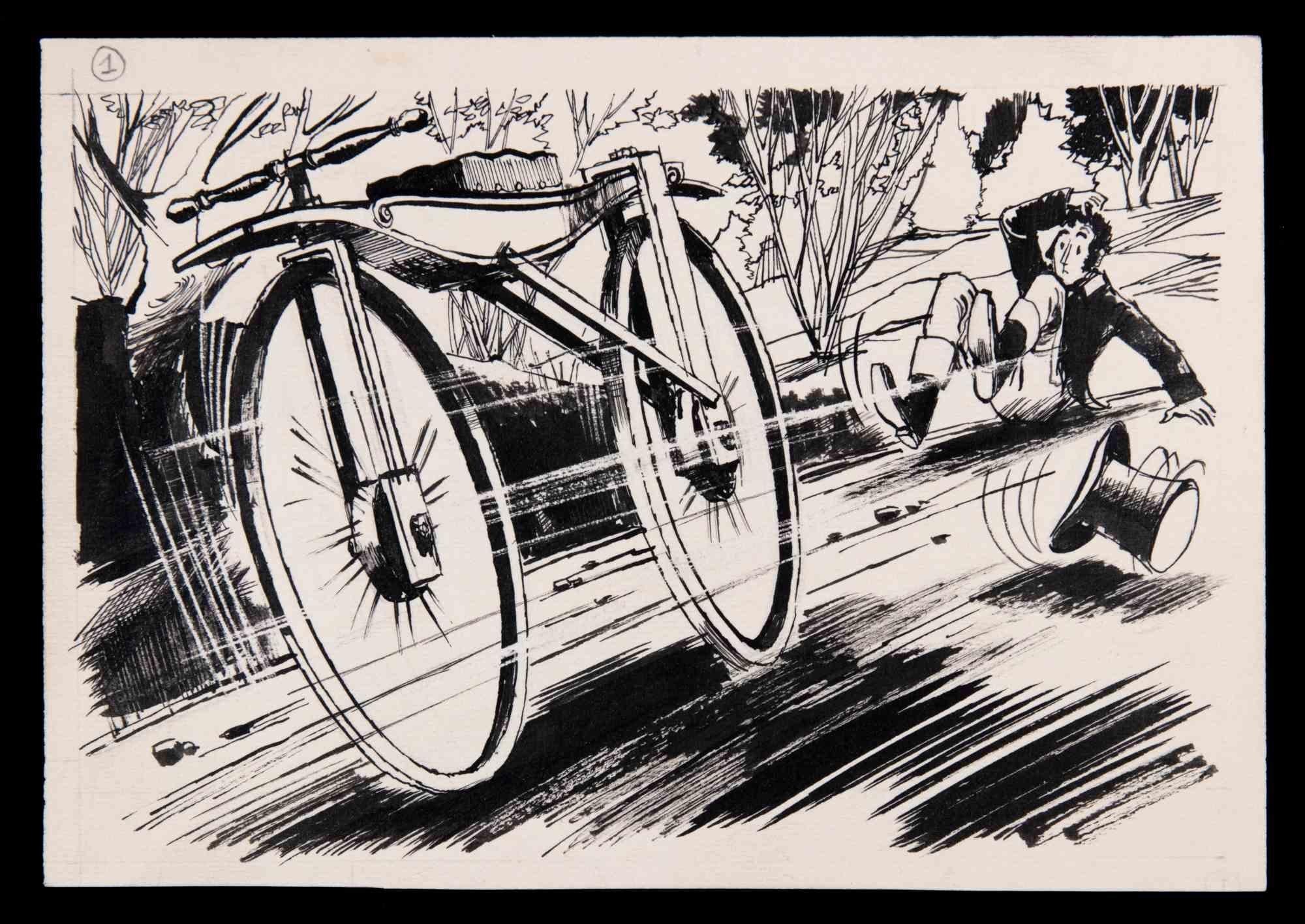 Bicyclette -  Dessin de Norbert Meyre - Milieu du 20e siècle