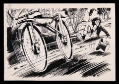 Vintage Bicycle -  Drawing by Norbert Meyre - Mid-20th Century