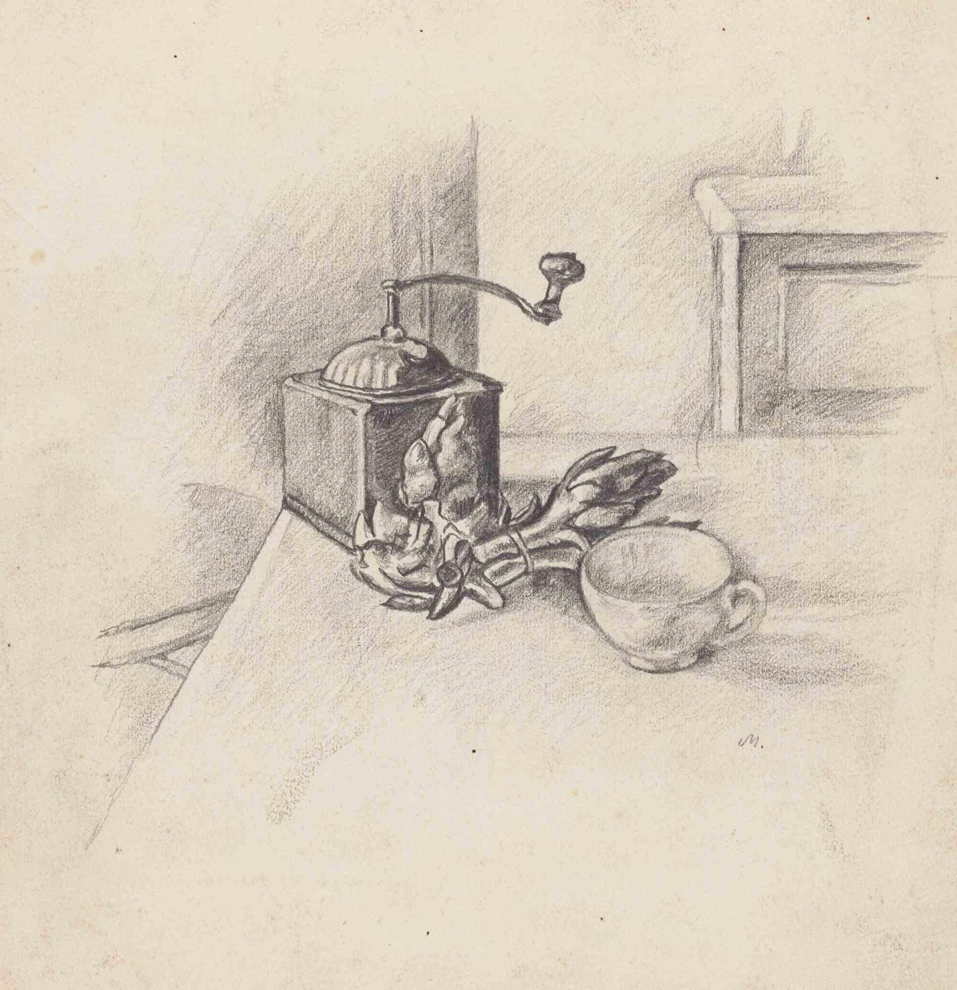 Stillleben – Zeichnung von Mino Maccari – 1950er Jahre