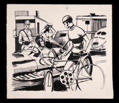 Sporty Men - Original Drawing by Norbert Meyre - Mid-20th Century