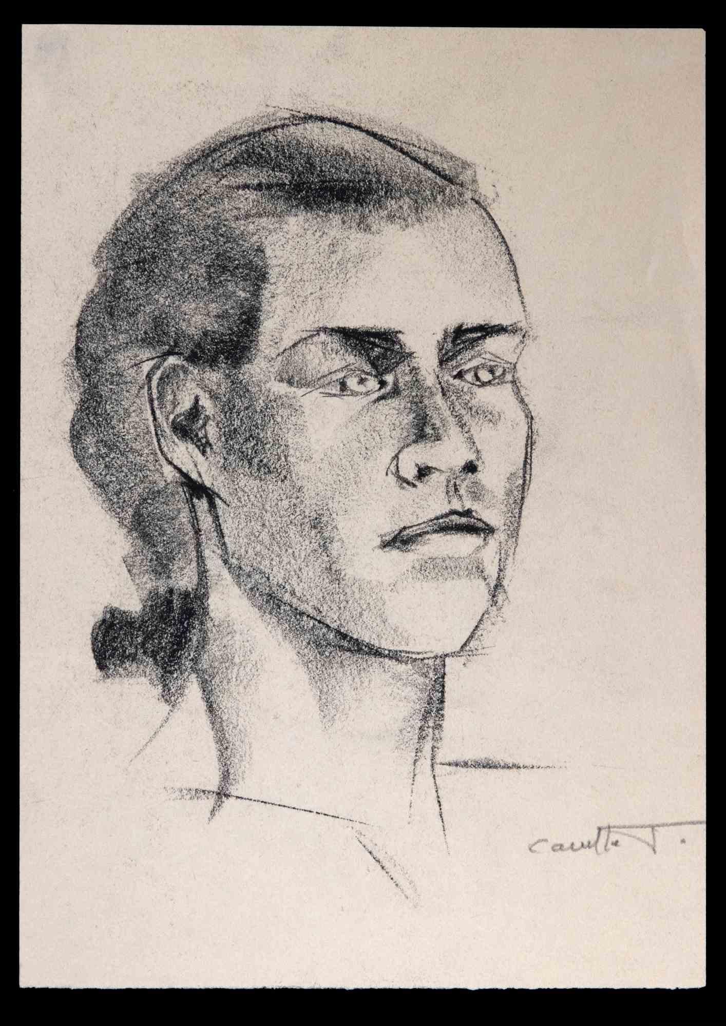 Portrait of a Woman is an Original Charcoal Drawing realized by an unknown French Artist in the mid-20th Century.

The artwork is in good condition on a yellowed paper.

Hand-signed by the artist on the lower right corner.
