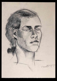Portrait of a Woman - Original Drawing by Unknown - Mid 20th Century