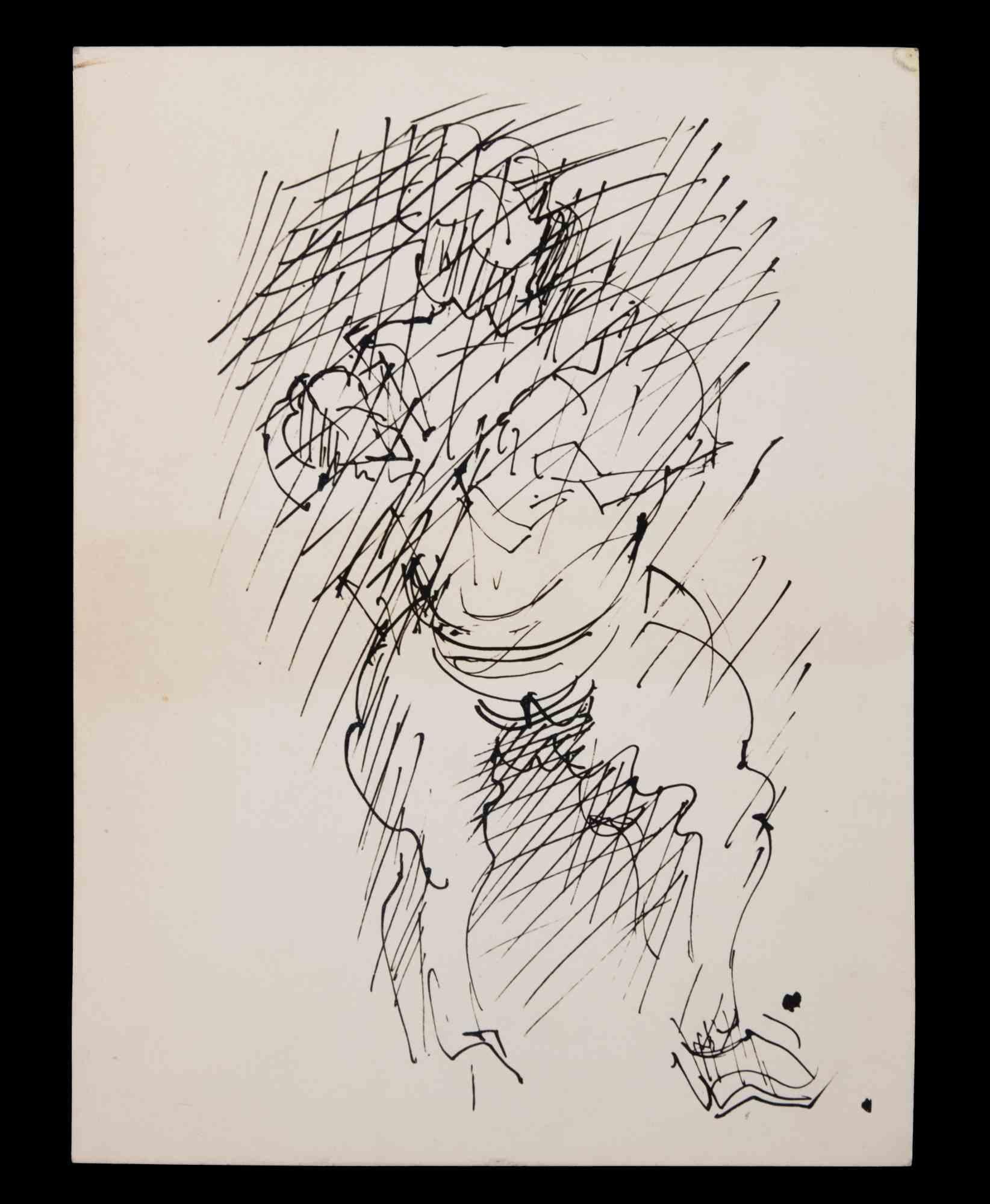 Figure - Original Drawing by William Richard - Mid 20th Century