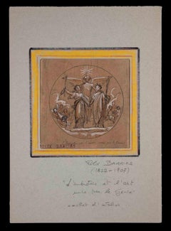 Industrie und Kunst – „Pat by the Genie“ – Originalzeichnung von F. Barrias – 19. Jahrhundert