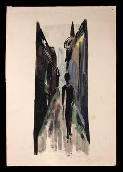 Night - Original Painting by Claude Guez - 1970s