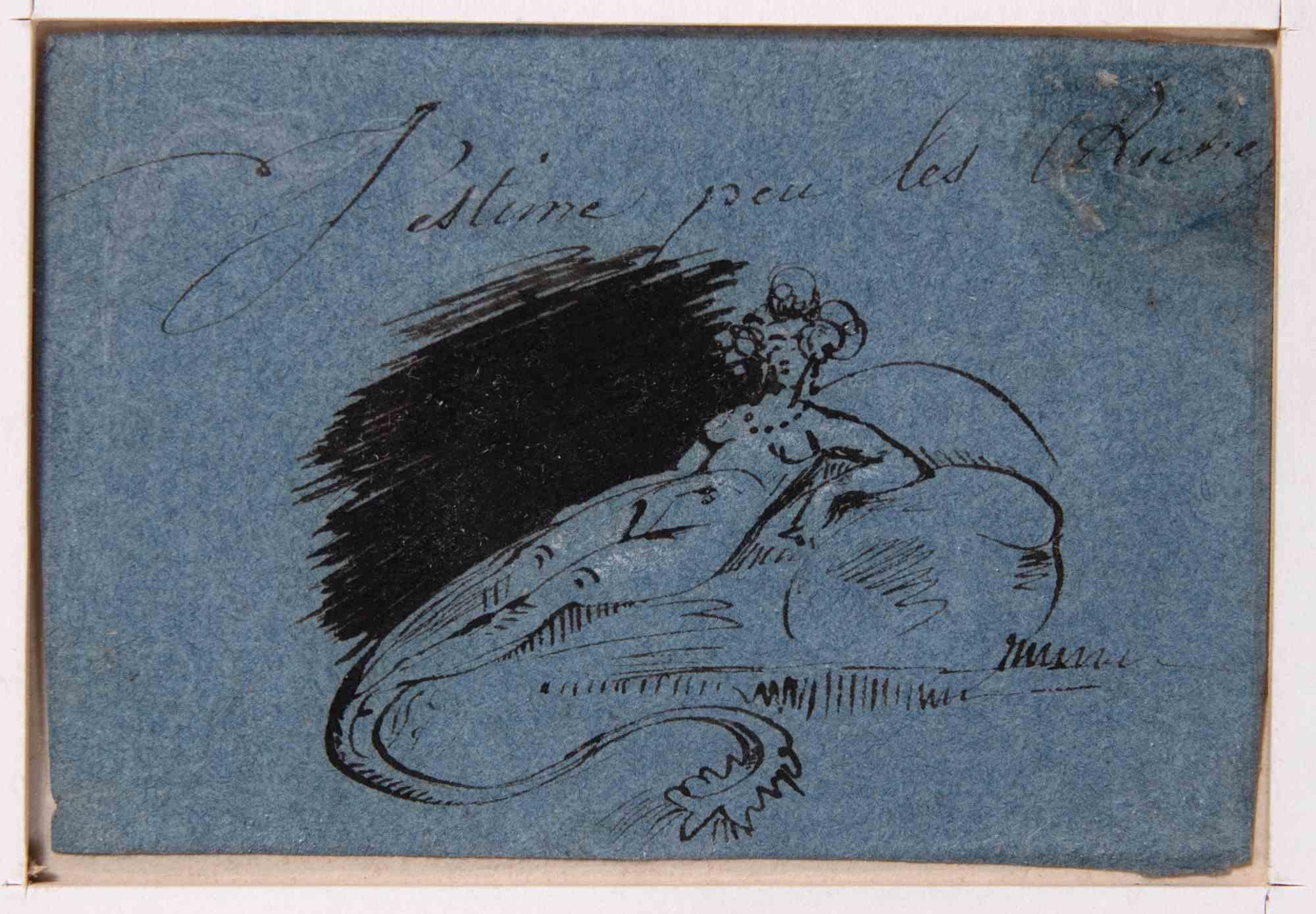 Mermaid is an Original China Ink Drawing realized by André Charles Coppier (1866-1948).

The little artwork is in good condition on a blue paper.

No signature, included a white cardboard passpartout (23x17 cm).

Charles-André Coppier , born in