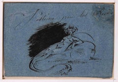 Meerjungfrau - Originalzeichnung von Andr Charles Coppier  - Anfang des 20. Jahrhunderts