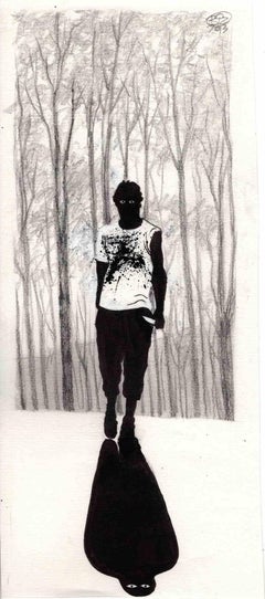 Vintage Murderer in the Woods - Drawing by Vincenzo Bizzarri - 2013