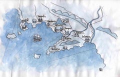 Antike Karte des Golfs von Neapel – Zeichnung von Vincenzo Bizzarri -2016