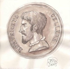 Benvenuto Cellini on Coin- Illustration by Vincenzo Bizzarri -2015