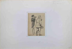 Antique Two Men - Drawing by G. Jeanniot - Early 20th Century