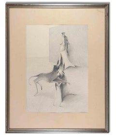 Untitled - Surrealist Scene - Drawing by Albert Debois - 1973