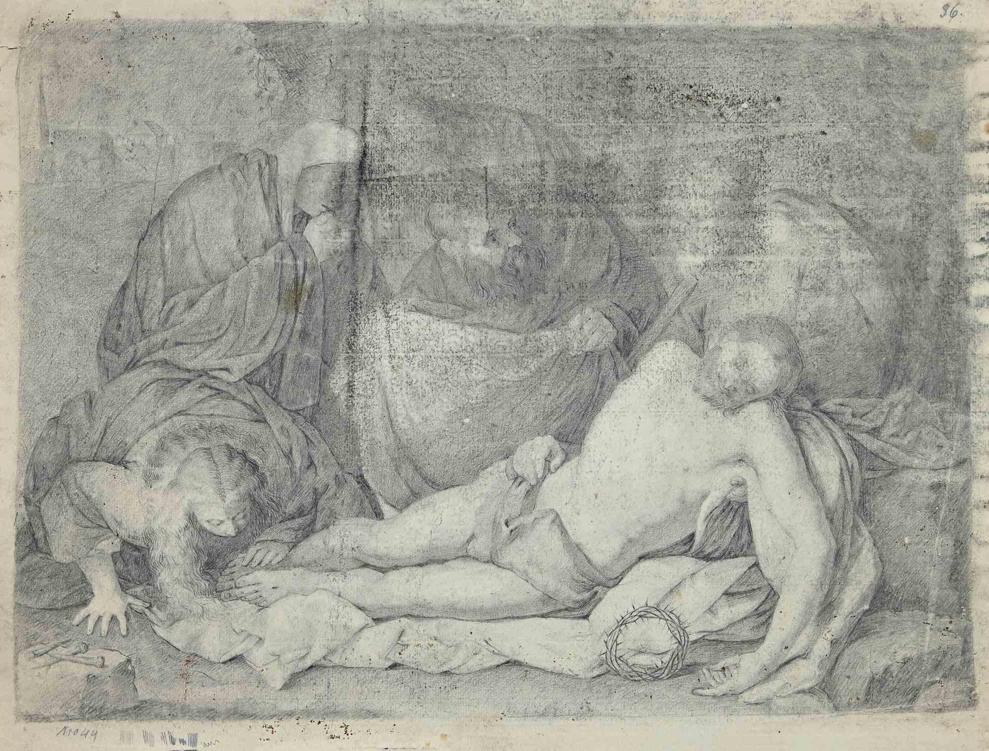 Dead Jesus is an Original pencil drawing realized by August Anton Tischbein in 19th century.

The artwork is in good condition.

No signature, numbered on the upper right corner n. 36.

August Anton Tischbein was born in Rostock (MeckIenburg) on