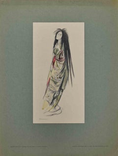 Souvenir of Sada Yacco - Drawing by G. Jeanniot - Late 19th Century