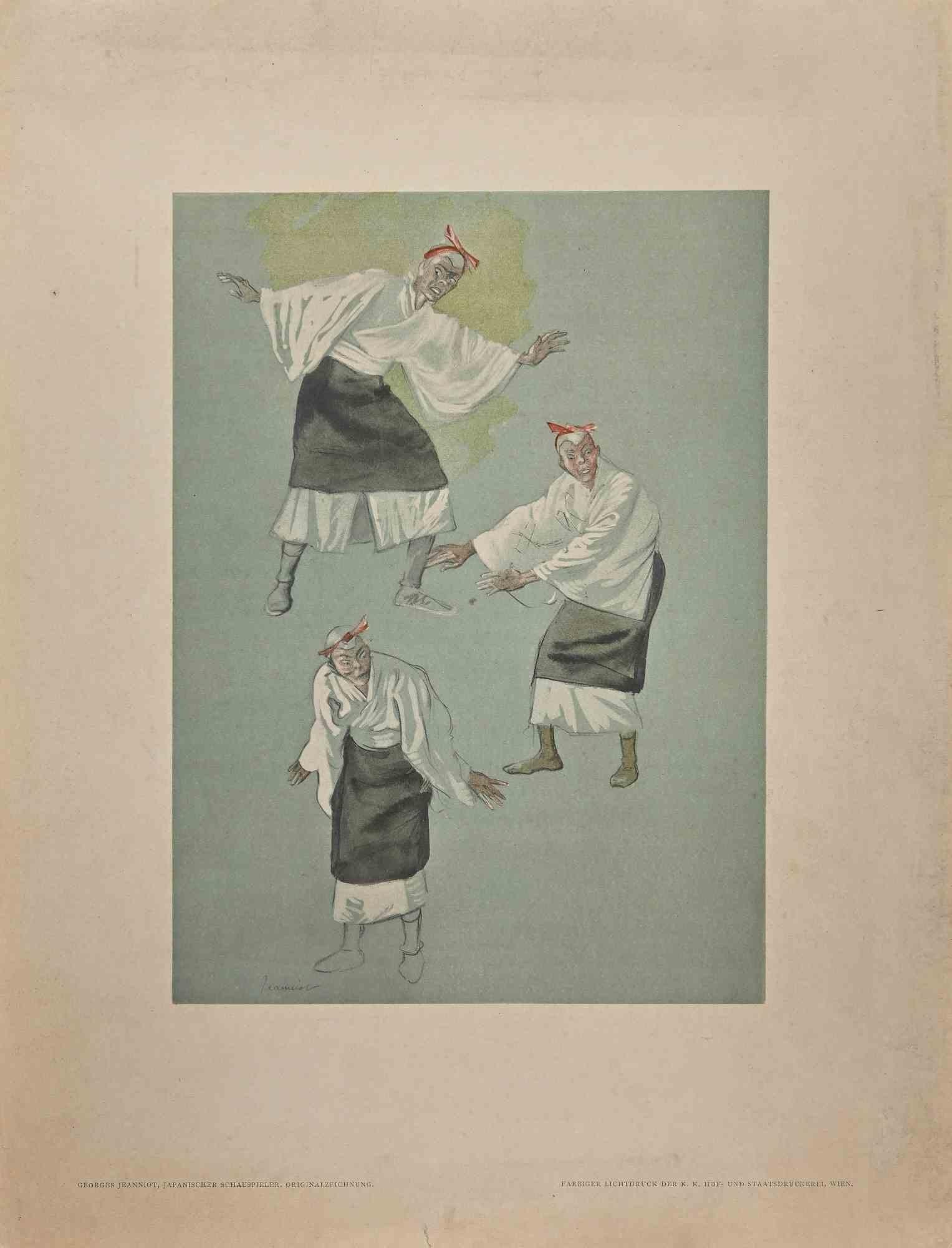 Japanese Sketches - Drawing by G. Jeanniot - Late 19th Century