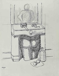 „Man at Work“ – Zeichnung von Antoine Mayo – spätes 20. Jahrhundert