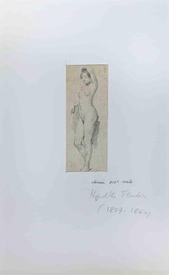 Nude of Woman- Original Drawing by Jean-Hyppolyte Flandrin - Mid-19th century