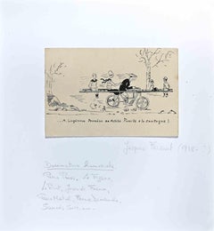 Petite Famille - Original Drawing by Jacques Faizant - Mid-20th Century