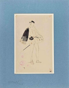 Study for a Costume – Originalzeichnung auf Papier von E. Giraud – Ende des 19. Jahrhunderts