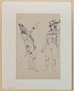 Ritratti - Disegno originale su carta di E. Giraud - Fine del XIX secolo