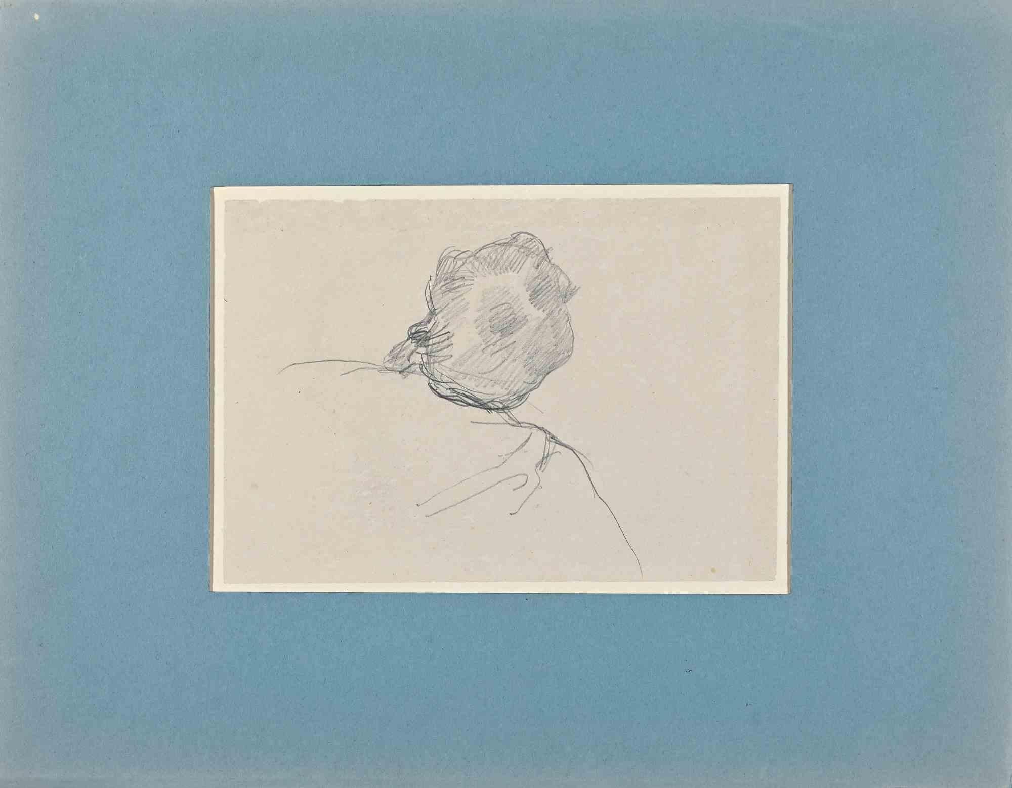 Portrait of Man from - Drawing on Paper by E. Giraud - Late 19th Century - Art by Eugène Giraud