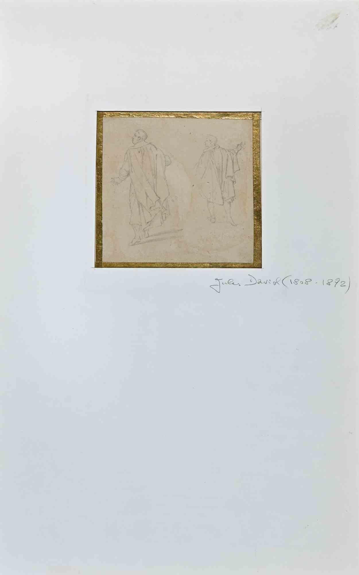 Figuren – Zeichnung auf Papier von Jules David – 19. Jahrhundert im Angebot 1
