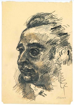 The Portrait - Original Drawing by Mino Maccari - Mid-20th Century