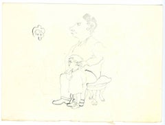 Die Autorität des Vaterschafts – Zeichnung von Mino Maccari – 1950er Jahre