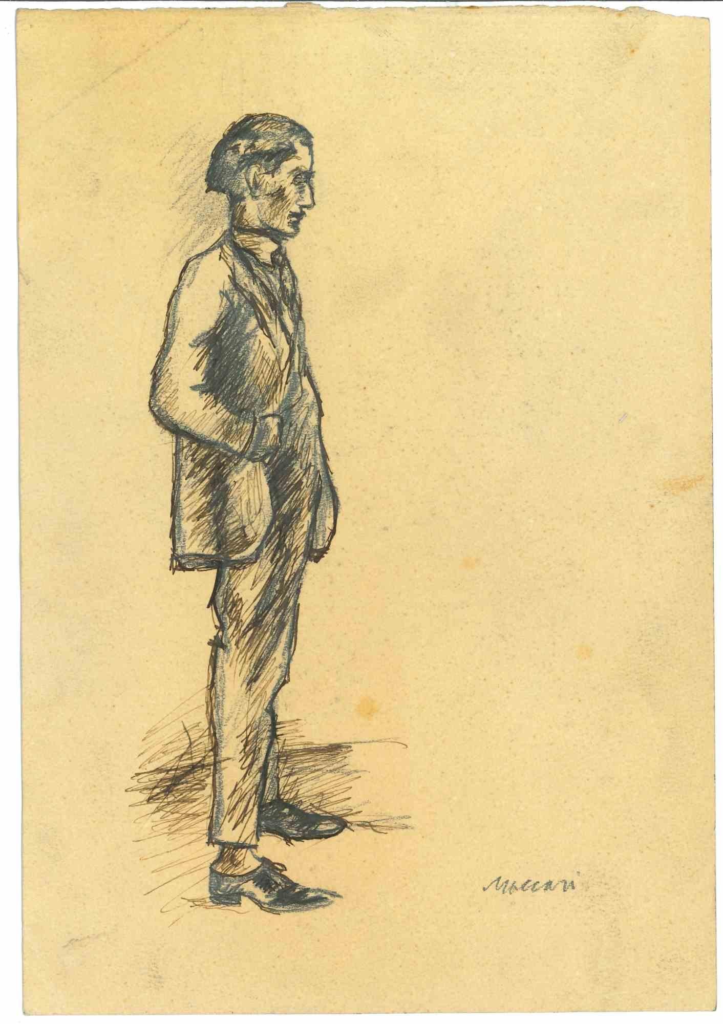 The Standing Man - Drawing by Mino Maccari - 1950s