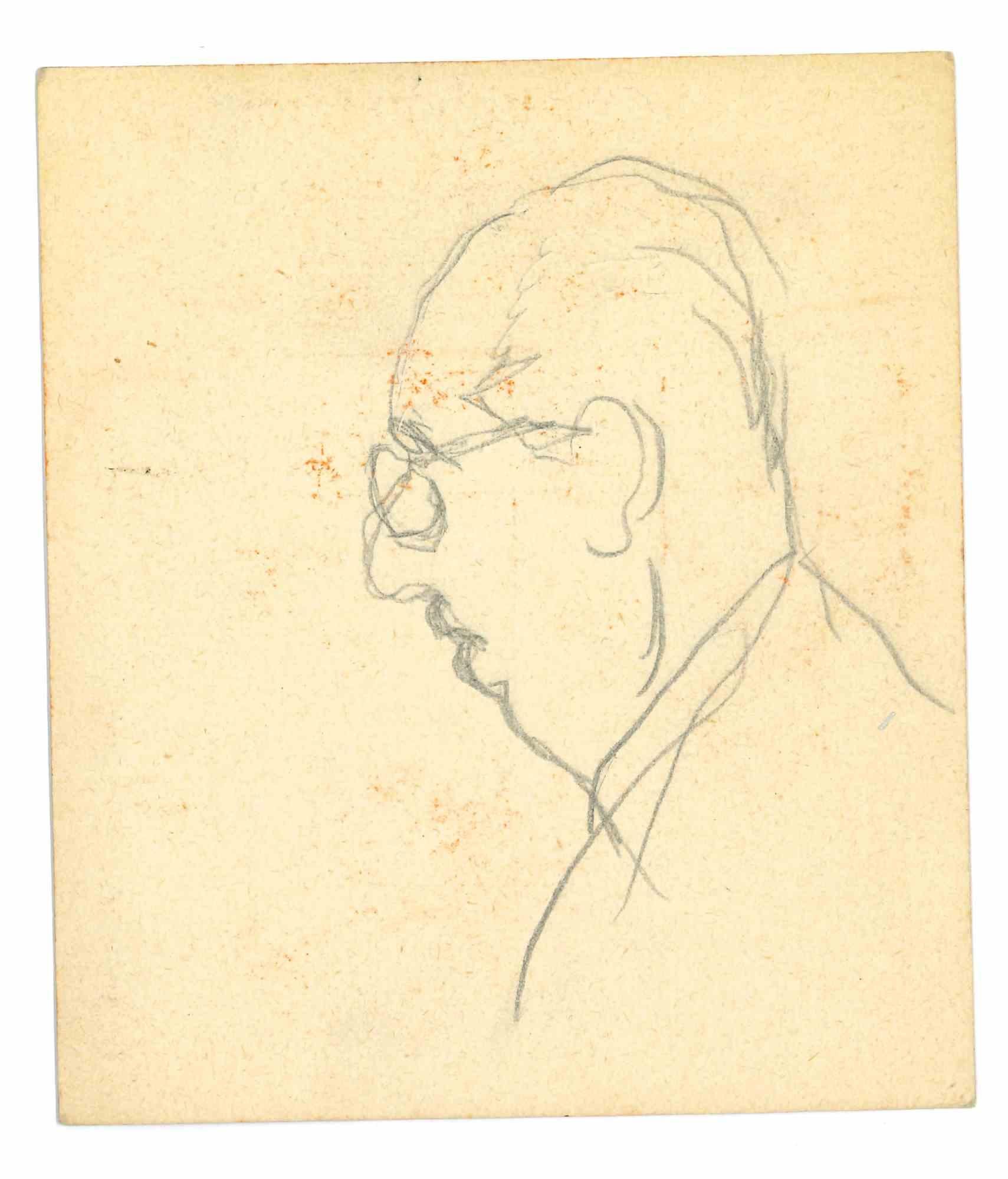 The Profile  - Drawing by Mino Maccari - 1950s