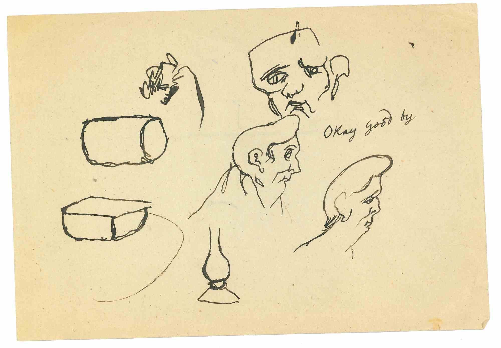 Ok Good By is an original Drawing in pen on paper realized by Mino Maccari in mid 20th century.

Good conditions with some foxing and folding

Mino Maccari (1898-1989) was an Italian writer, painter, engraver and journalist, winner the Feltrinelli