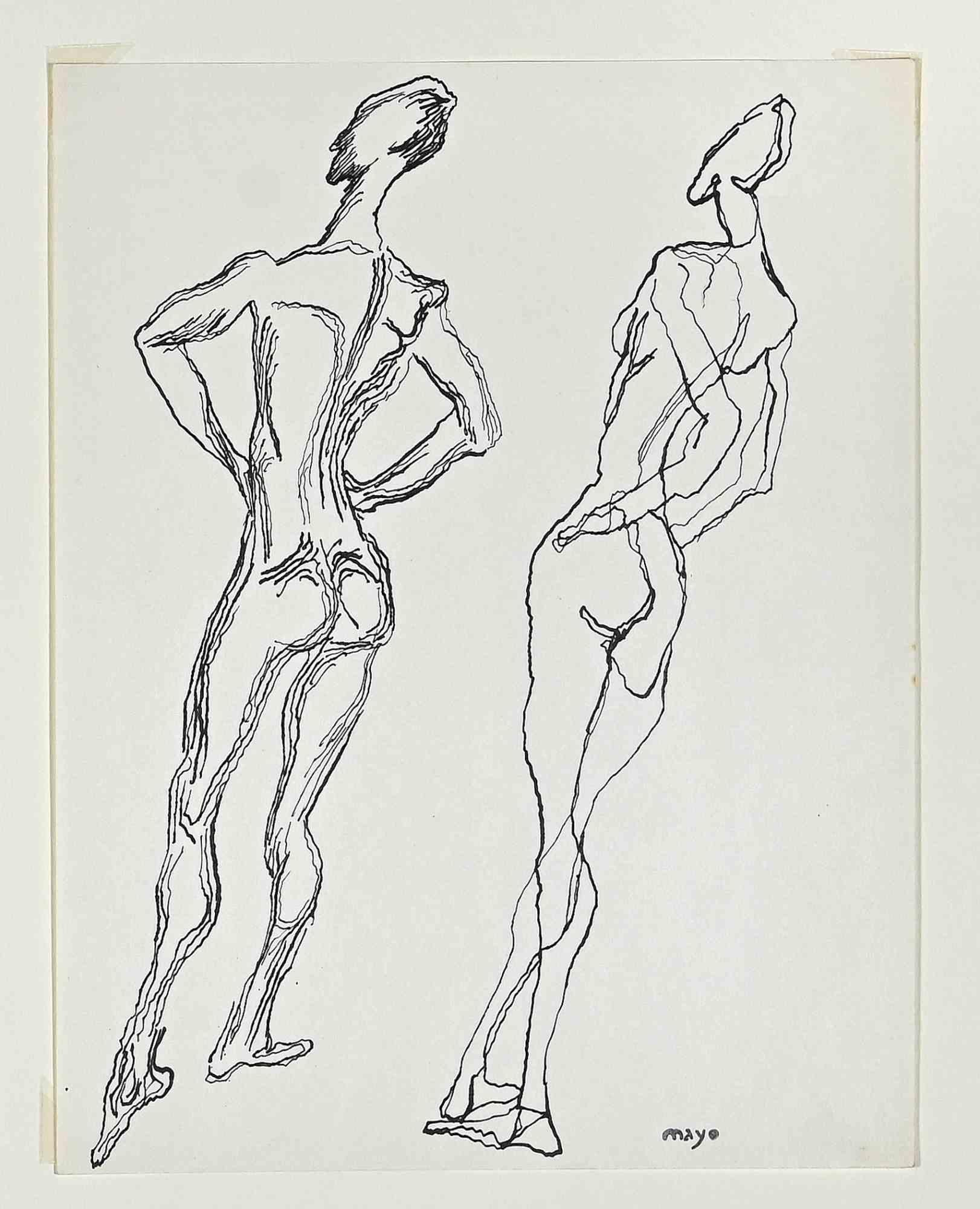 Figure – Zeichnung von Antoine Mayo – Mitte des 20. Jahrhunderts