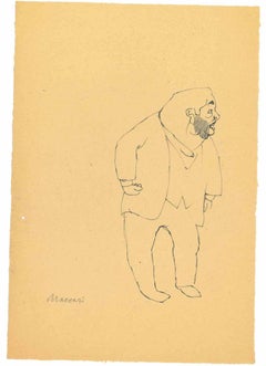 The Standing Man - Drawing by Mino Maccari - 1950s