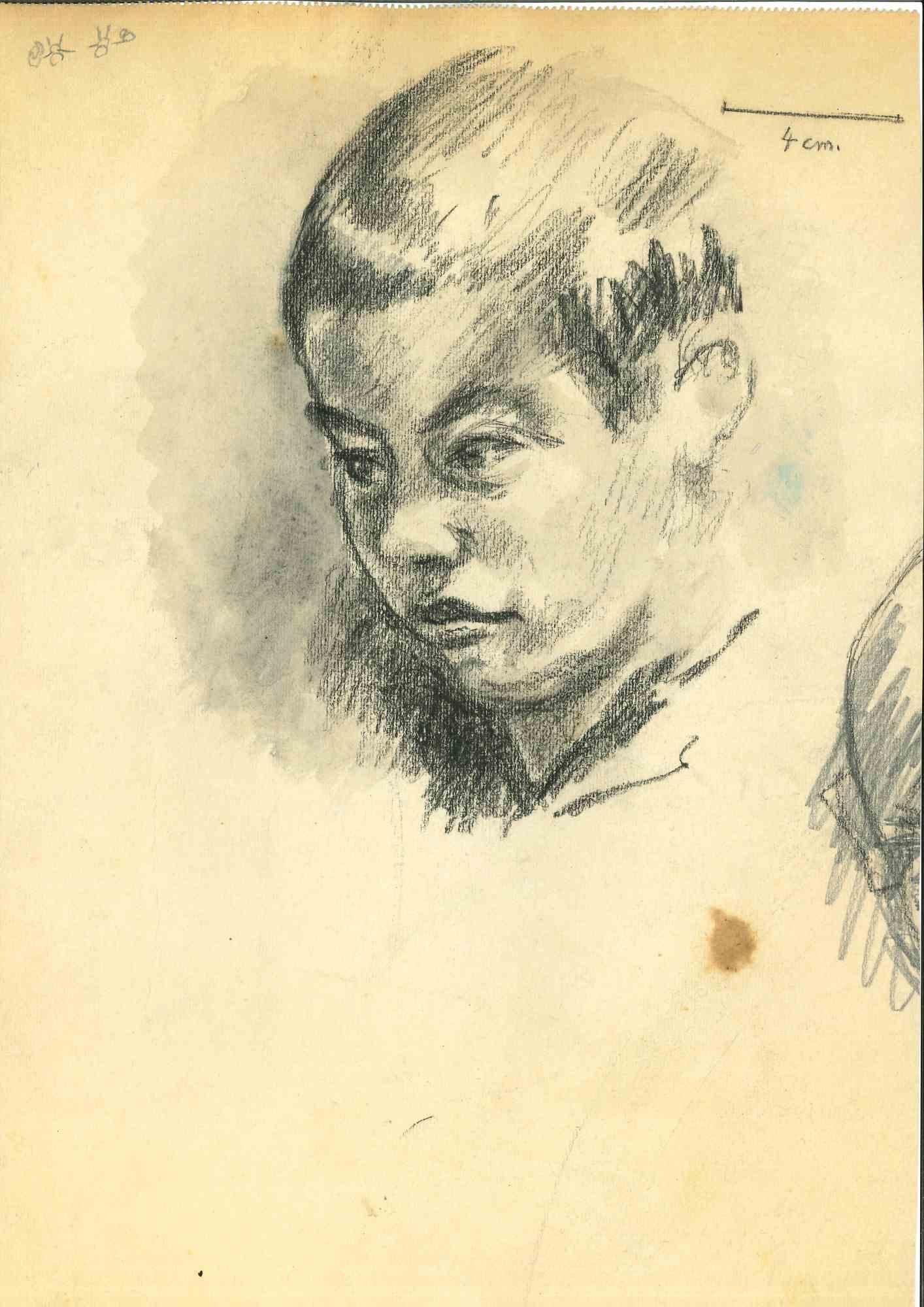 The Portrait Of A Boy - Drawing by Mino Maccari - 1950s