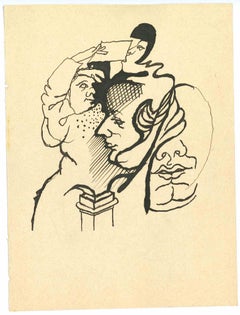 The Figures - Drawing by Mino Maccari - 1950s